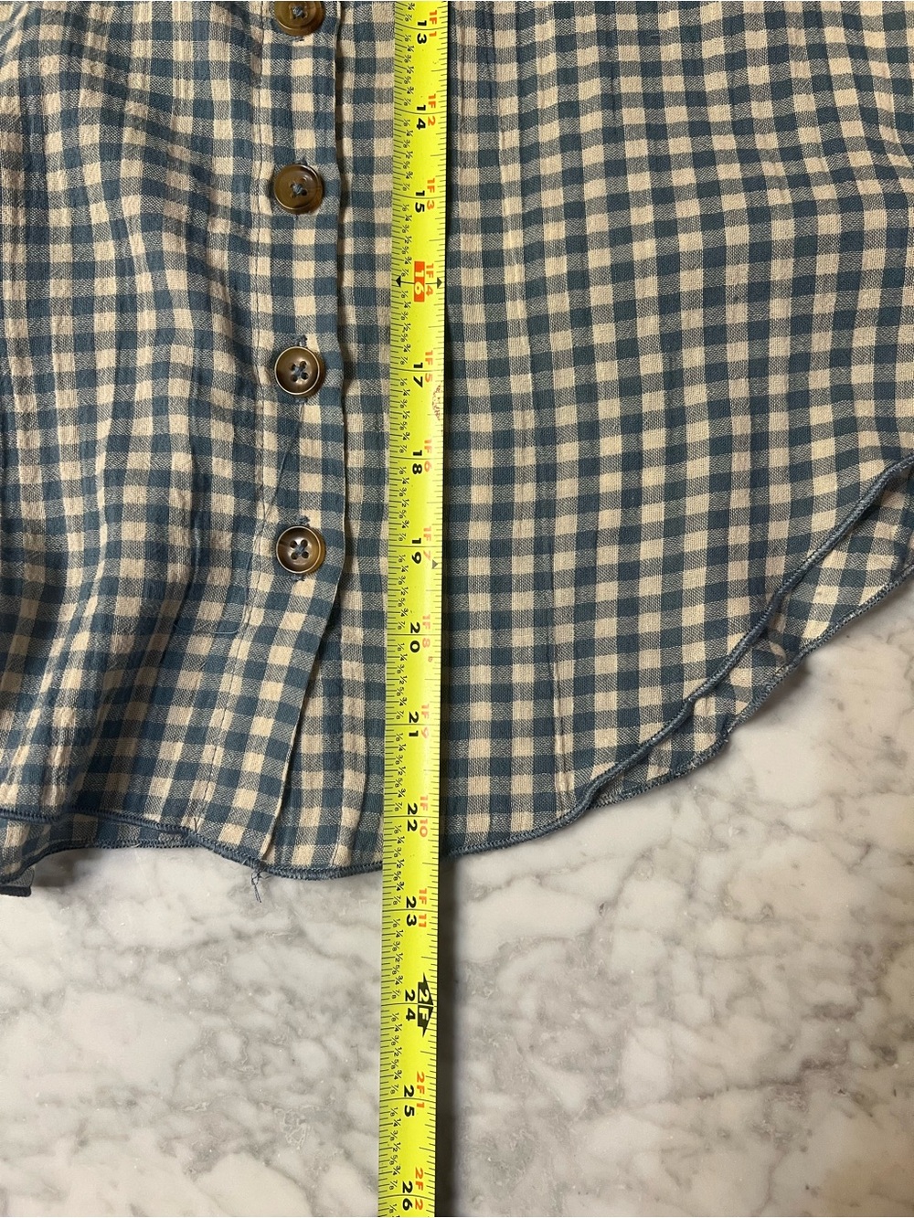 NWOT Pilcro Blue Gingham Button-Front Ruffle Collar Top - Picture 10 of 11